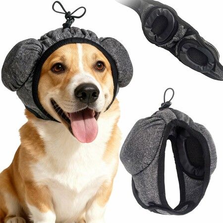 Dog Noise Cancelling Earmuffs, Adjustable Anxiety Relief Ear Protection Hood, Pet Noise Reduction Ear Muffs for Thunder Fireworks Travel Grooming Size S
