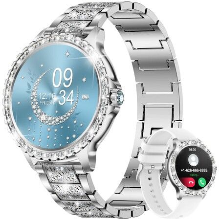 Smart Watches for Women,1.32Inch HD Fitness Tracker Watch with Answer/Make Call,AI Voice Control,100+ Sport Modes Smart Watch for Android iOS Silver