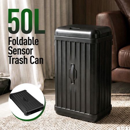 50L Motion Sensor Rubbish Bin Foldable Dustbin Automatic Kitchen Recycling Trash Can Touchless Garbage Waste Trashcan Plastic Bathroom Office Container