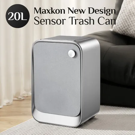 20L Motion Sensor Rubbish Bin Stainless Steel Double Wing Lid Automatic Dustbin Touchless Garbage Trash Can for Kitchen Bathroom Office Household