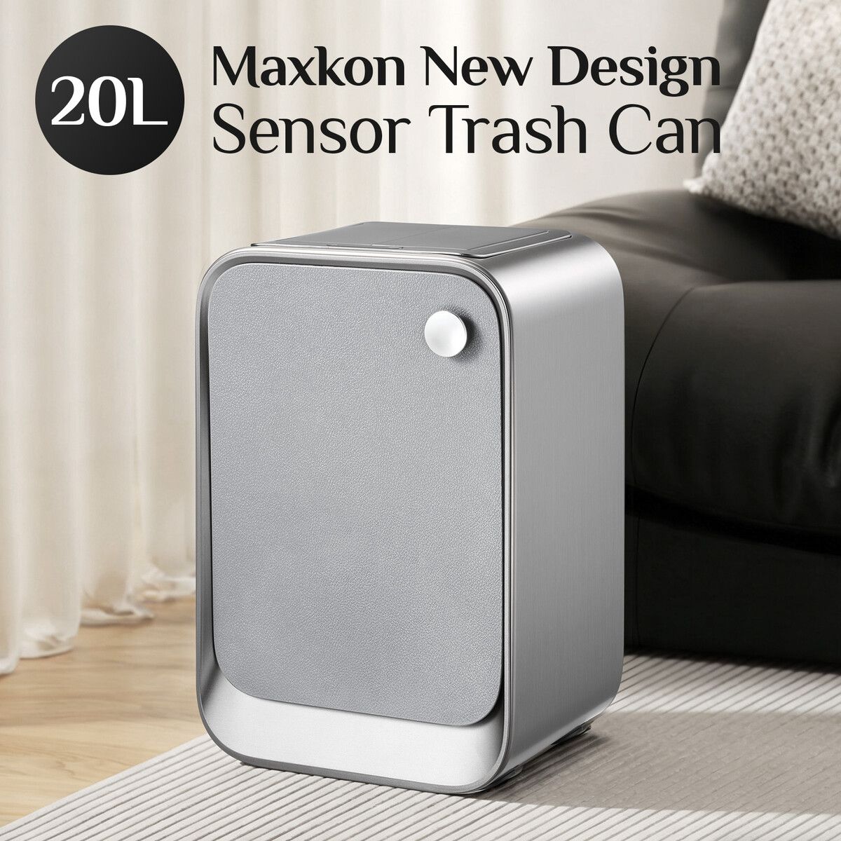 20L Motion Sensor Rubbish Bin Stainless Steel Double Wing Lid Automatic Dustbin Touchless Garbage Trash Can for Kitchen Bathroom Office Household