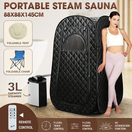 Sauna Steam Tent Foldable Steamer Personal Heating Full Body Home Spa Box Portable Room With Foldable Chair Remote Control Indoor 88x88x145cm