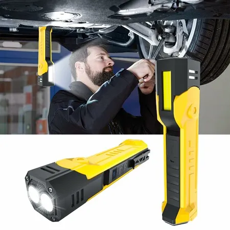 2 Pack Work Light for Mechanic,Rechargeable Work Light with Swivel Head,7 Lighting Modes and Hooks,Portable Magnetic Flashlight for Car Repair Yellow