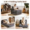 Folding Floor Sofa Bed Set 3in1 Convertible Sleeper Chair Couch Lounge Chaise Mattress Ground Seat Comfy Fold Out Guest Lounger Back Support Pillow