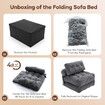 Folding Floor Sofa Bed Set 3in1 Convertible Sleeper Chair Couch Lounge Chaise Mattress Ground Seat Comfy Fold Out Guest Lounger Back Support Pillow