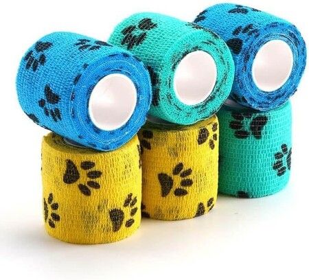 6 Rolls 5cm x 4.5m Pet Vet Wrap Self Adhesive Bandages Non-Woven Elastic Breathable Bandage Tape for Pets Dogs Cats and Horse Wrist Ankle