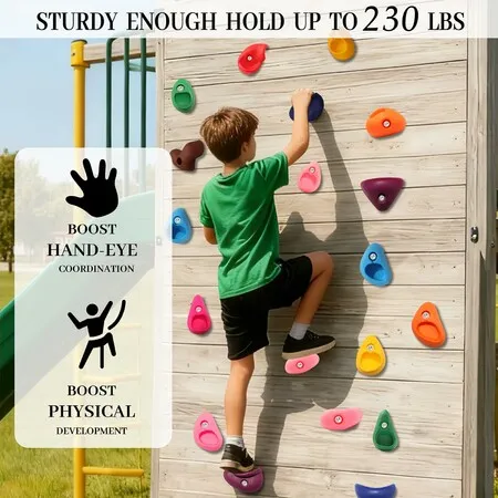 Rock Climbing Holds Grips Handles For Children Indoor Outdoor Playroom Backyard Playset Wall Mount Installation Kit   25pcs   Climbing Holds