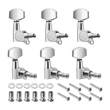 Acoustic Guitar Tuning Pegs, 3x3 Chrome Finish Acoustic and Electric Guitar Tuner Pegs, 6 Pieces Locking Keys String Tuner Machine Heads Knobs Replacement