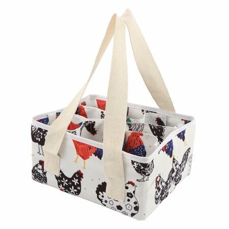9-Pouch Egg Collecting Basket,Durable Canvas Egg Bag With Padded Bottom For Chicken,Duck & Goose Eggs,Portable Egg Holder For Farm & Backyard White