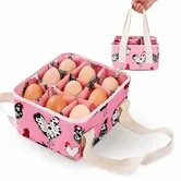 9-Pouch Egg Collecting Basket,Durable Canvas Egg Bag With Padded Bottom For Chicken,Duck & Goose Eggs,Portable Egg Holder For Farm & Backyard Pink