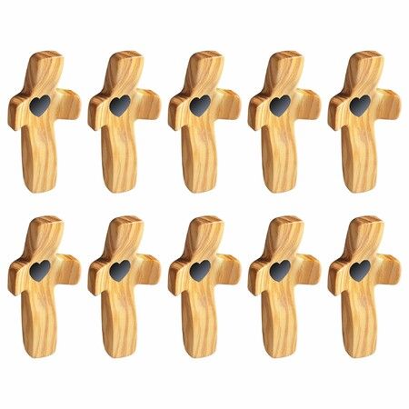 Cross Fidget Wood,Encouragement Gift,Olive Wooden Cross for Clinging and Praying,Pocket Religious Gift (Olive 10pcs)