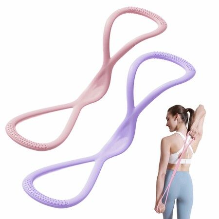 2 Pack Figure 8 Resistance Band for Women, Portable 8 Shaped Exercise Band for Strength Training Yoga Pilates