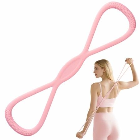 Figure 8 Resistance Band for Women,15 lbs 8 Shaped Resistance Rubber Band, Soft Silicone Material Perfect for Arms Back Shoulder Stretch
