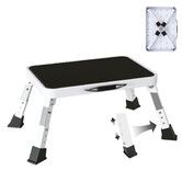 Metal Step Stool Foldable Adjustable Height Sturdy Stable Step Ladder with a Non-Slip Platform Camper Step Stool with Non-Slip Rubber Feet (White)