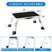 Metal Step Stool Foldable Adjustable Height Sturdy Stable Step Ladder with a Non-Slip Platform Camper Step Stool with Non-Slip Rubber Feet (White)
