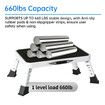 Metal Step Stool Foldable Adjustable Height Sturdy Stable Step Ladder with a Non-Slip Platform Camper Step Stool with Non-Slip Rubber Feet (White)