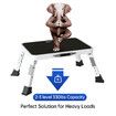 Metal Step Stool Foldable Adjustable Height Sturdy Stable Step Ladder with a Non-Slip Platform Camper Step Stool with Non-Slip Rubber Feet (White)