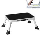 RV Step Stool Foldable 1-Step Stool Ladder Sturdy Metal Stable Step Ladder with a Non-Slip Platform (White,One-Step)