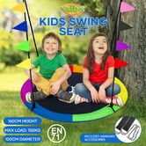 Kidbot 100cm Tree Swing Seat for Kids Outdoor Indoor Round Flying Saucer Play Set Outsides Garden Hanging Chair Camping Nest Straps Carabiners 150kg