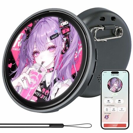 Digital Pin,Digital Badge with Touch Screen LED Display,Customizable Anime Style Wearable,Smart Button for FIFA World Cup Footbal Party,Cosplay,Fandoms