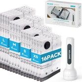 16 Pack Travel Vacuum Bags with Rechargeable Pump, 4 Sizes Space Saver Vacuum Storage Bags for Luggage and Suitcase, Vacuum Seal Bags for Clothing Travel