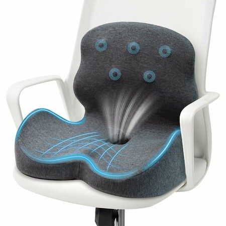Ergonomic Lumbar and Seat Support Cushion, Memory Foam Seat Cushion for Sciatica & Tailbone Pressure Relief for Long Sitting Home Office Chair Grey