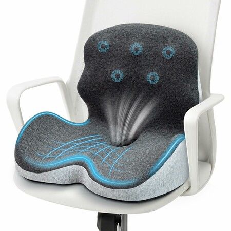 Ergonomic Lumbar and Seat Support Cushion, Memory Foam Seat Cushion for Sciatica & Tailbone Pressure Relief for Long Sitting Home Office Chair