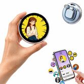 Chamii Ani-Pin Ultra Digital LED Display Badge & Digital Pin with Touch Screen,Customizable Anime Style Wearable,Smart Button for Parties,Cosplay,Fandoms