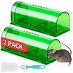 2-Pack Humane Mouse Traps,No Kill Catch and Release Rodent Trap,Pet Child Safe Indoor Outdoor Catcher for Mice,Rats Voles,Reusable with Brush Size S