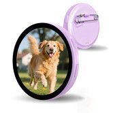 Anime Digital Badge Pin,Smart E-Badge with 1.7-inch HD Pixel Screen,Bluetooth-Enabled,Customizable GIFs & Images,Lightweight Cyberpin for Anime Fans Purple
