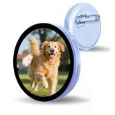 Anime Digital Badge Pin,Smart E-Badge with 1.7-inch HD Pixel Screen,Bluetooth-Enabled,Customizable GIFs & Images,Lightweight Cyberpin for Anime Fans Blue