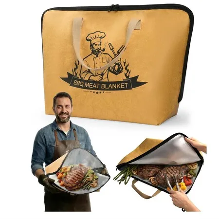 21in BBQ Blanket for Resting Meat,Reusable Insulated Meat Resting Bag with 270 Degree Wide Mouth,Portable Grill Smoker Accessory for Brisket,Turkey