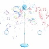 Bubble Machine for Kids,120cm Rechargeable Automatic Bubble Maker with Light Music,3-Level Adjustable Heights,Detachable Bubble Wand (Blue)