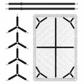 6Pcs Bed Sheet Holder Straps (4+2 Set),Adjustable Mattress Sheet Clips,Elastic Fasteners & Suspenders to Keep Sheets in Place,Fits All Beds,Black