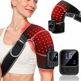 Cordless Red Light Shoulder Pad with Massage, Rechargeable Shoulder Brace Wrap with Heat & Vibration Massager for Left & Right Shoulders