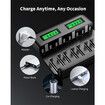 LCD 8 Bay Battery Charger, AA AAA C D Rechargeable Battery Charger for Rechargeable Batteries Ni-MH AA AAA C D Batteries with Type C Input