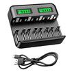 LCD 8 Bay Battery Charger, AA AAA C D Rechargeable Battery Charger for Rechargeable Batteries Ni-MH AA AAA C D Batteries with Type C Input