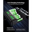 LCD 8 Bay Battery Charger, AA AAA C D Rechargeable Battery Charger for Rechargeable Batteries Ni-MH AA AAA C D Batteries with Type C Input