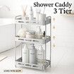 3 Tier Bathroom Storage Shelf Organiser Aluminium Shower Caddy Freestanding Kitchen Pantry Laundry Rack Rustproof Shelving Unit Stand 33x15.5x57cm