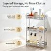 3 Tier Bathroom Storage Shelf Organiser Aluminium Shower Caddy Freestanding Kitchen Pantry Laundry Rack Rustproof Shelving Unit Stand 33x15.5x57cm