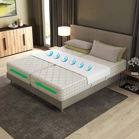 Bed Bridge Twin To King Converter Kit,Bed Gap Eliminator & Split King Filler,Mattress Connector With Adjustable Anti-Slip Strap For King & Queen White