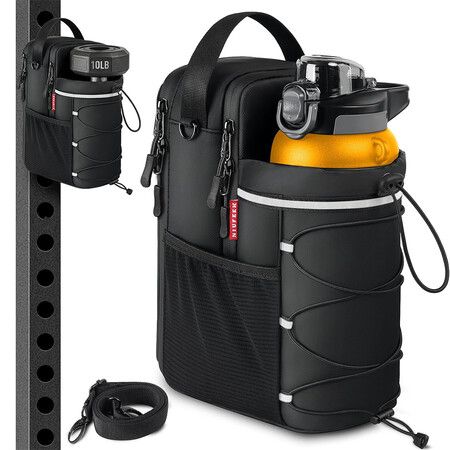 Magnetic Gym Bags with Water Bottle Holder, 4KG Non-Slip Strong Magnetic Gym Water Bottle Bag, Crossbody Sling Pouch Bottle Carrier for Men Women