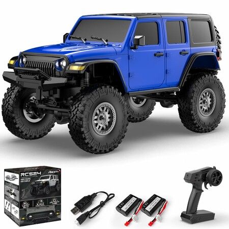 1/24 RC Truck 4x4 Off Road Crawler Climbing Vehicle All Terrain RC Monster Truck Remote Control Car with Bright Headlight for Kids Toys(Blue)
