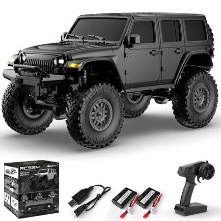 1/24 RC Truck 4x4 Off Road Crawler Climbing Vehicle All Terrain RC Monster Truck Remote Control Car with Bright Headlight for Kids Toys(Black)