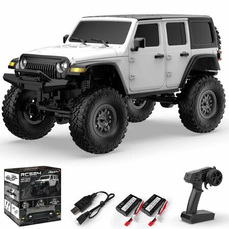 1/24 RC Truck 4x4 Off Road Crawler Climbing Vehicle All Terrain RC Monster Truck Remote Control Car with Bright Headlight for Kids Toys(White)
