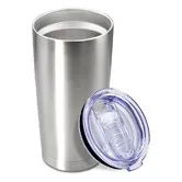 20 oz Tumbler Coffee Travel Tumblers Bulk with Lid Stainless Steel Double Wall Vacuum Insulated Mug Powder Coated Cups fit Car Cupholder, Steel, 1Pack