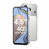 4.5In Mini Phone 64GB Unlocked 4G Mobile Smartphone with 2000mAh Battery Compact Backup Mini Phone for Kids & Students Dual SIM Face ID Silver