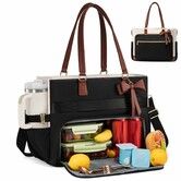 Lunch Tote Bag for Women with Insulated Lunch Compartment, Laptop Bag with Large Capacity & Cup Holder, Work Tote for School Office Daily Brown