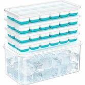 Ice Cube Tray with Lid & Bin 4 Pack 48 Cubes Stackable Silicone Trays for Freezer with Storage Container,Leak-Proof Lids,BPA-Free