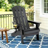 Gardeon Outdoor Chairs Folding Adirondack Beach Chair HDPE Sun Lounge Patio Furniture Garden Black